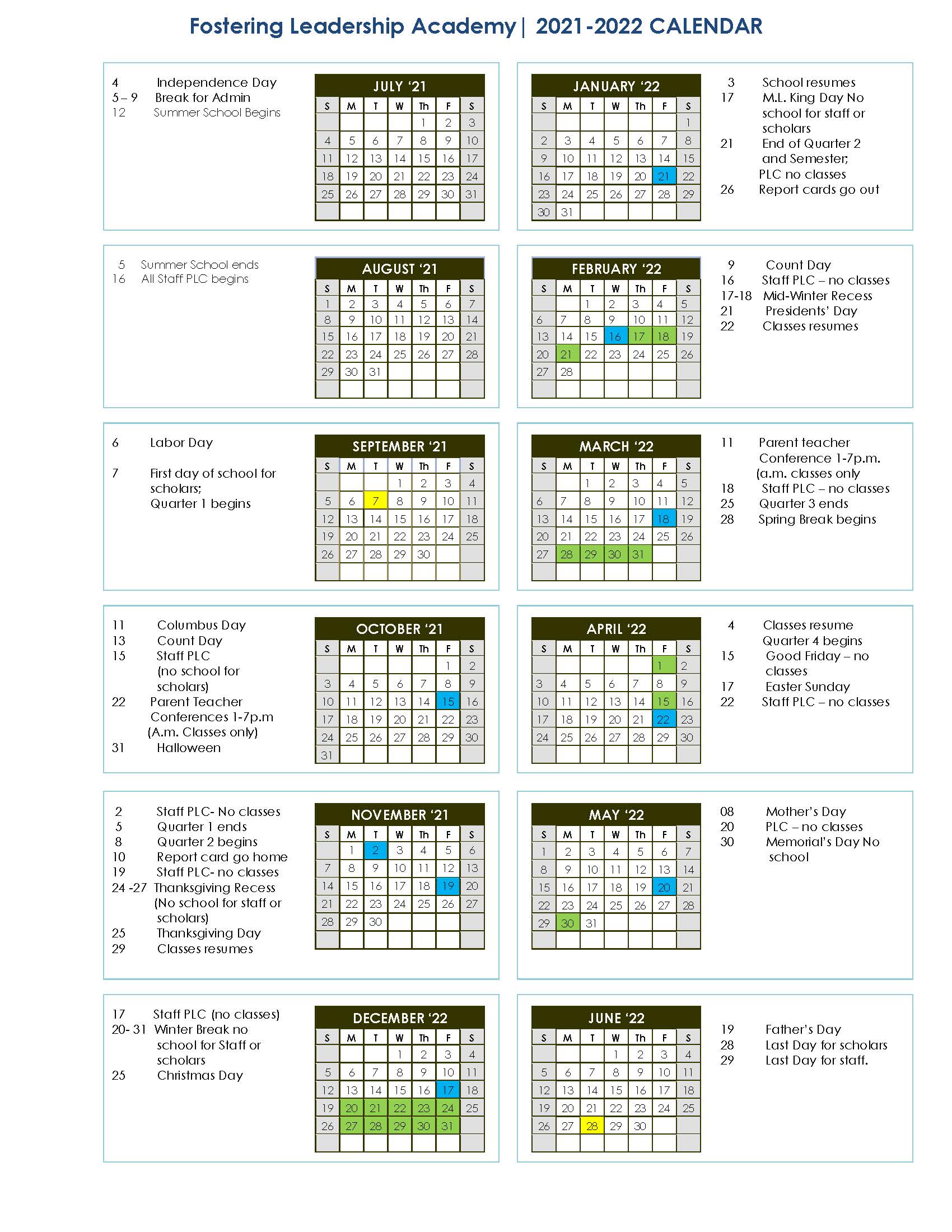 District 145 Calendar Customize and Print